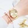 Moon Numbers Dial Bracelet Set  Leather Band Quartz Watch - Image 3