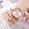 Moon Numbers Dial Bracelet Set  Leather Band Quartz Watch - Image 4